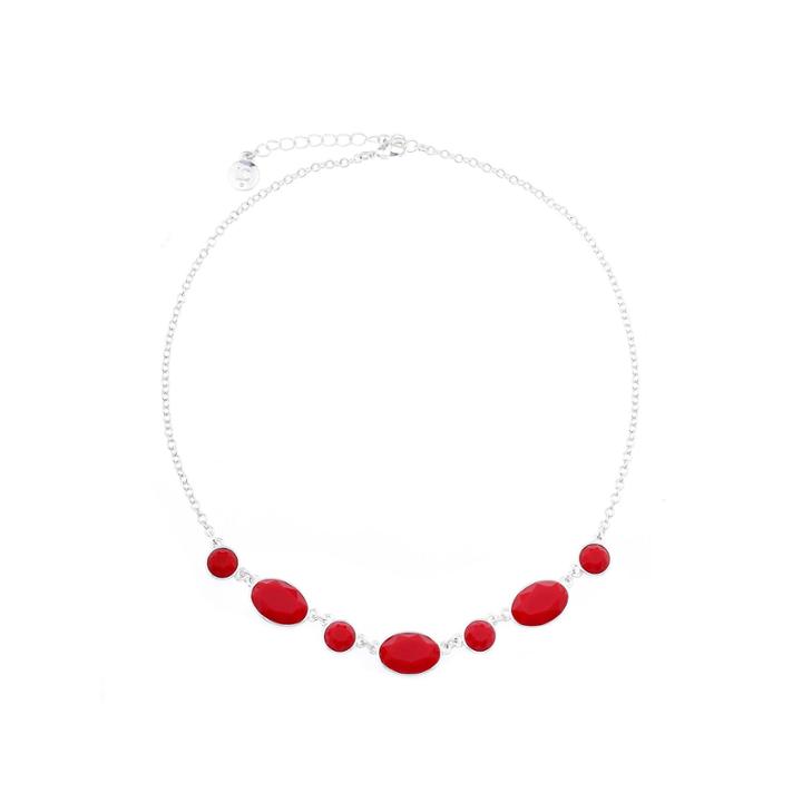 Liz Claiborne Red Stone Silver-tone Collar Necklace