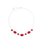 Liz Claiborne Red Stone Silver-tone Collar Necklace