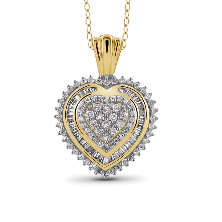 1/2 Ct. T.w Diamond 10k Yellow Gold Heart Pendant Necklace