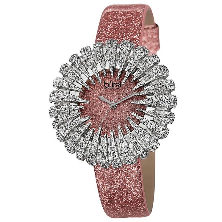 Burgi Womens Pink Strap Watch-b-112lp