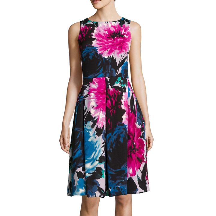 Danny & Nicole Sleeveless Exploded Floral Fit-and-flare Dress