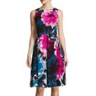 Danny & Nicole Sleeveless Exploded Floral Fit-and-flare Dress