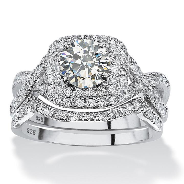 Diamonart Womens 2 1/5 Ct. T.w. Cubic Zirconia White Round Bridal Set