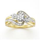 1/7 Ct. T.w. Diamond Cluster 14k Yellow Gold Over Sterling Silver Ring