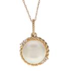 Womens White Pearl 10k Gold Pendant Necklace