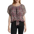 Alyx Short Sleeve Round Neck Woven Floral Blouse