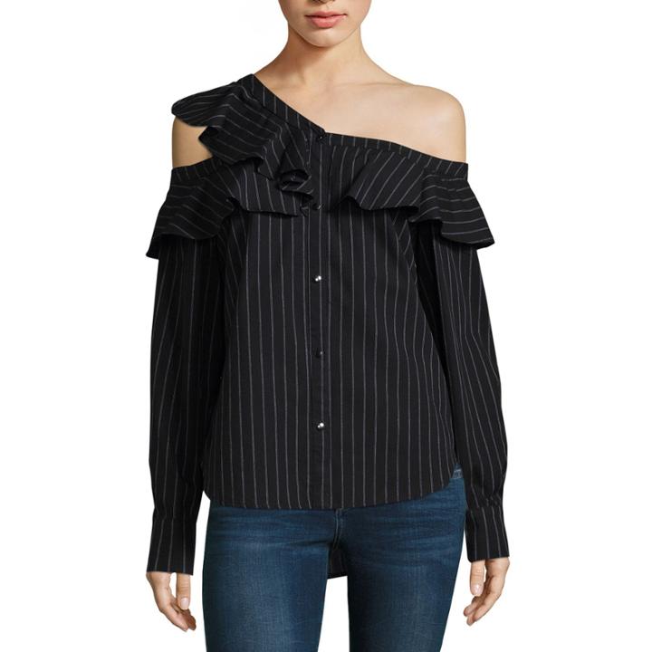 T.d.c Long Sleeve Off The Shoulder Poplin Top