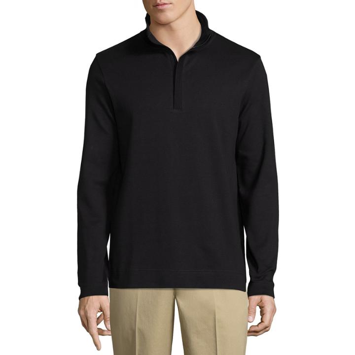 Claiborne Quarter Zip Interlock Mock Neck Long Sleeve Pullover Sweater