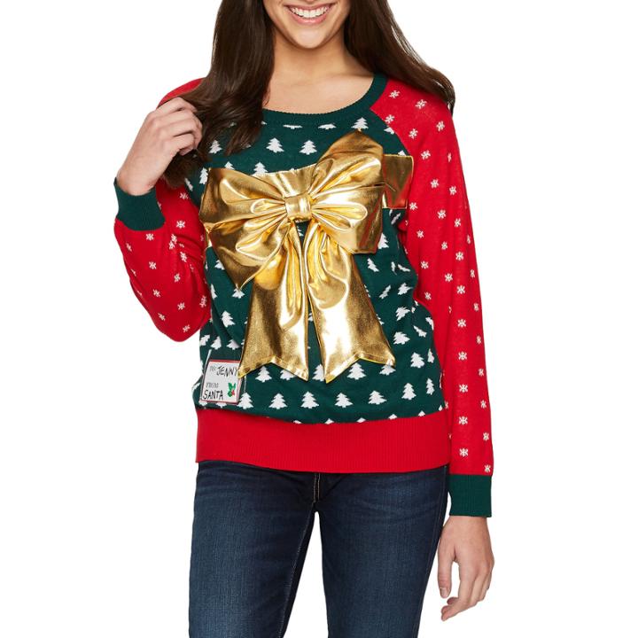 Christmas Gift Sweater With To And From Card- Juniors