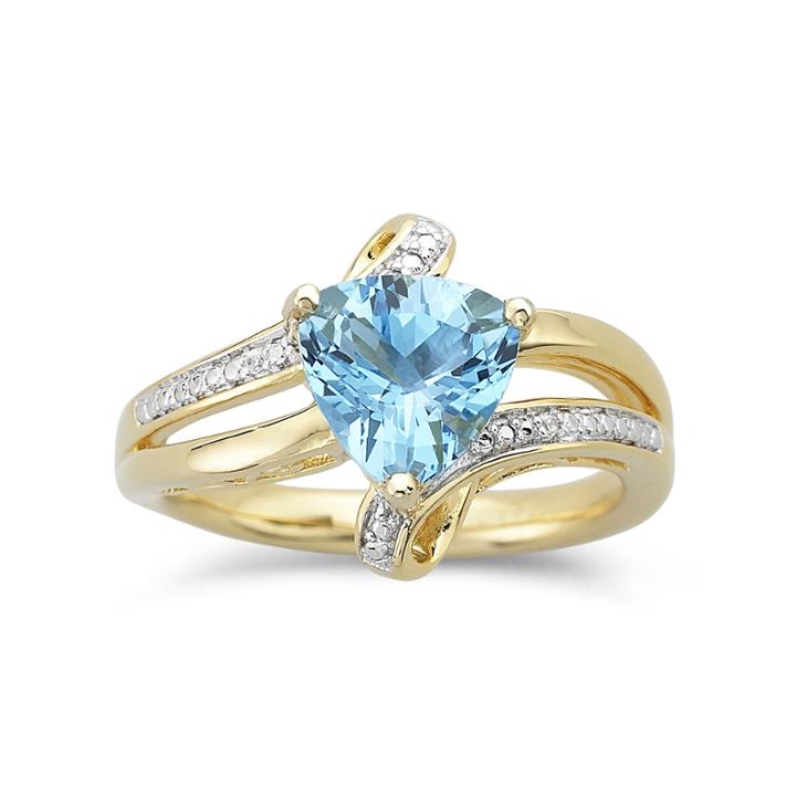 Trillion-cut Blue Topaz Ring With Diamond Accents