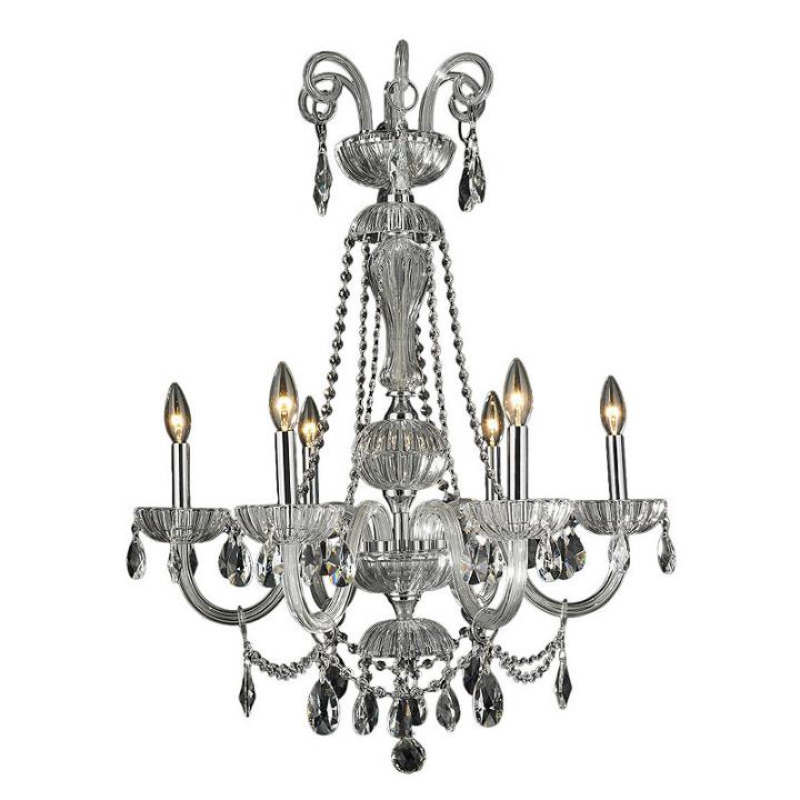 Carnivale Collection 6 Light Chrome Finish And Clear Crystal Chandelier 25 D X 34 H Large