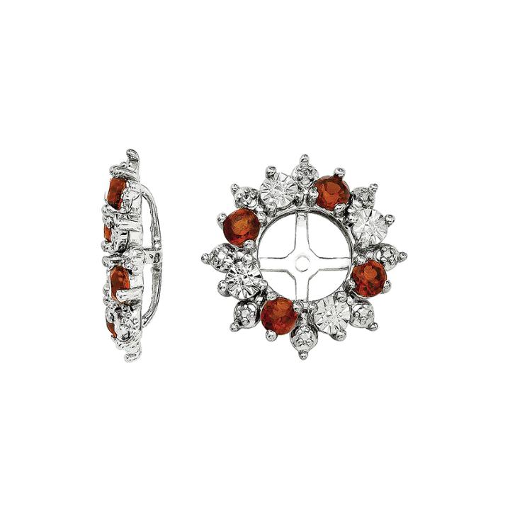 Genuine Garnet Sterling Silver Garnet Earring Jackets