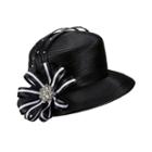 Giovanna Signature Women's Black & White Rhinestone-embellished Ribbon Hat