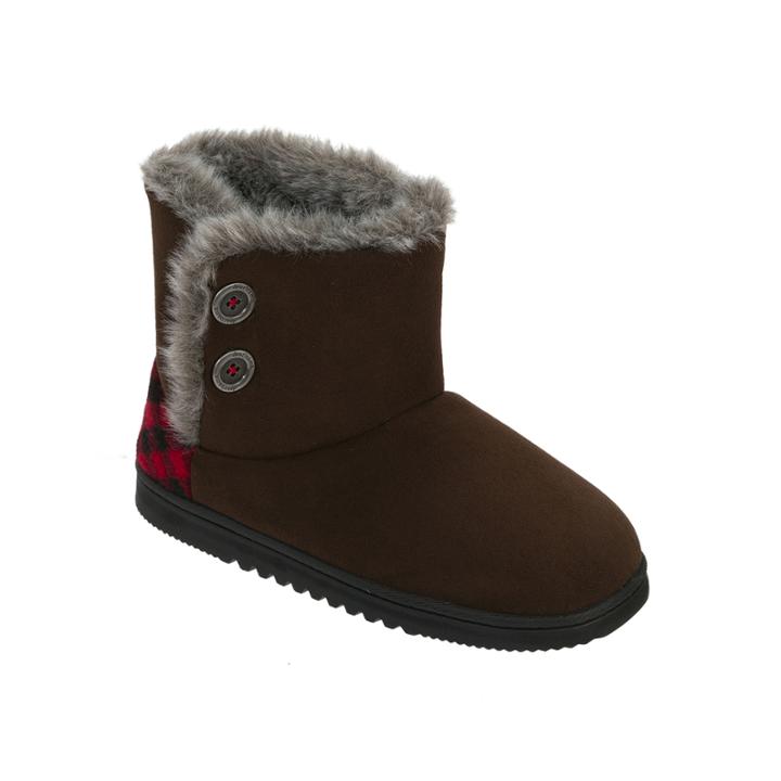 Dearfoams Microsuede Two-button Bootie Slippers