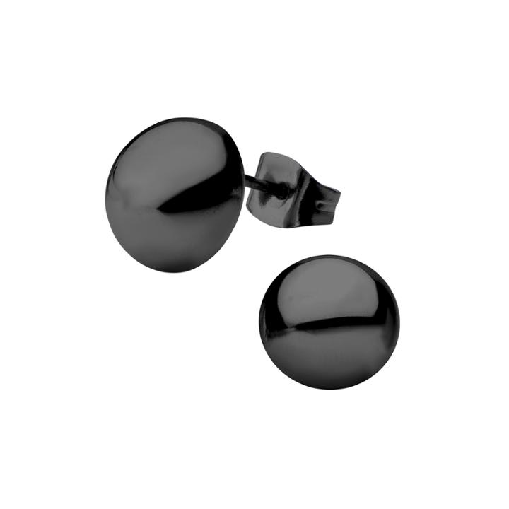 Black Ip Stainless Steel Hollow Button Stud Earrings