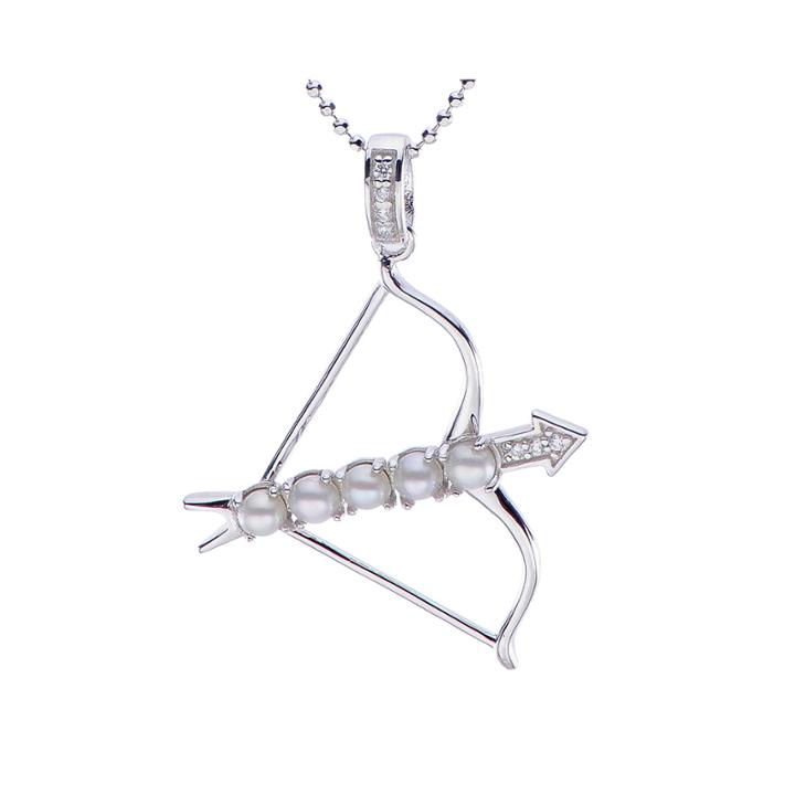 Sagittarius Zodiac Cultured Freshwater Pearl And Cz Sterling Silver Pendant Necklace