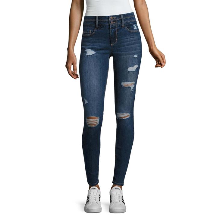 Blue Spice High Rise Destructed Skinny Jeans-juniors