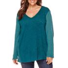 St. John's Bay Long-sleeve Lace-inset Hatchi Tee - Plus