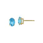 Oval Genuine Blue Topaz 14k Yellow Gold Stud Earrings