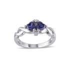 Heart-shaped Lab-created Blue Sapphire And Diamond-accent Sterling Silver Ring