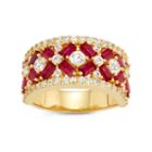Womens Red Ruby 14k Gold Over Silver Cocktail Ring
