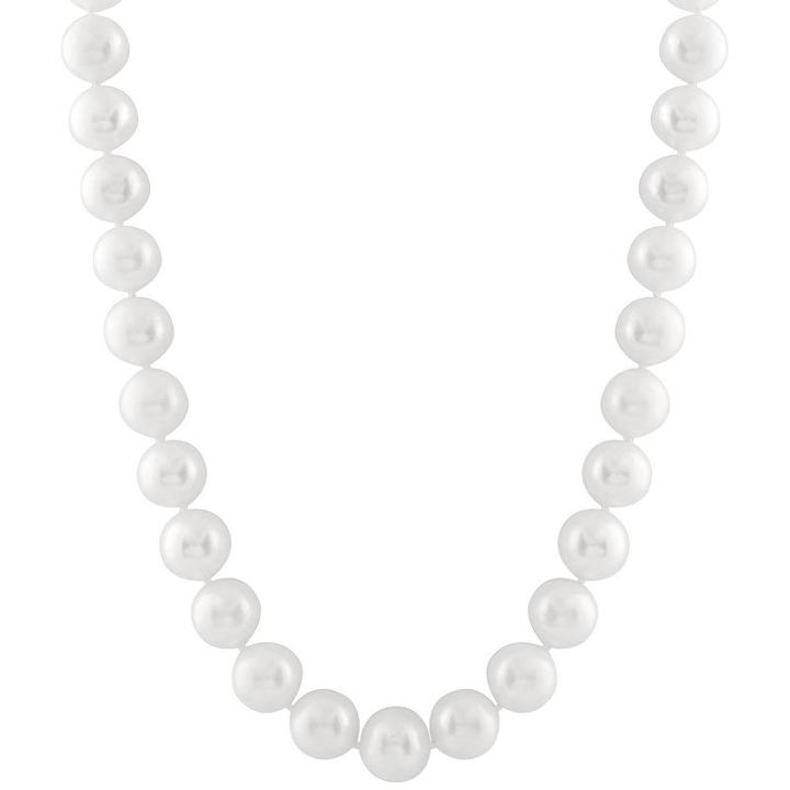 Splendid Pearls Womens 8mm White Cultured Freshwater Pearls 14k Gold Strand Necklace