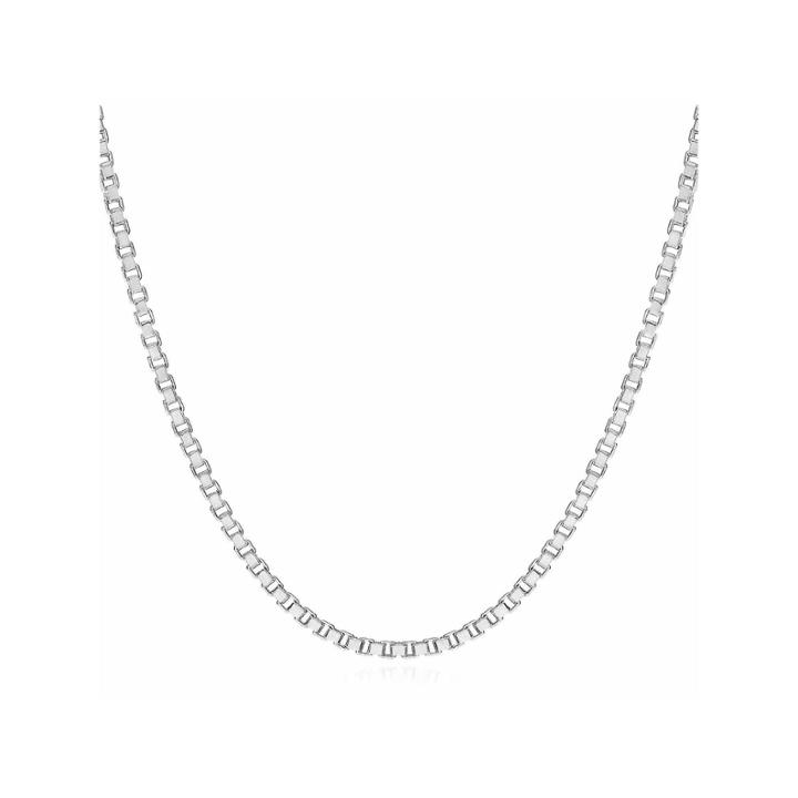 Made In Italy 14k White Gold 1.4mm Venetian 18 Box Chain Necklace