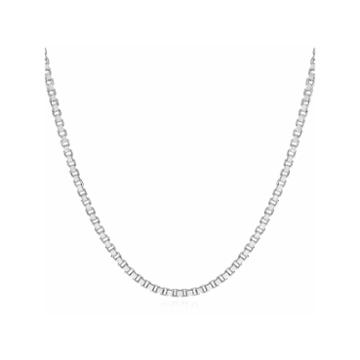 Made In Italy 14k White Gold 1.4mm Venetian 18 Box Chain Necklace