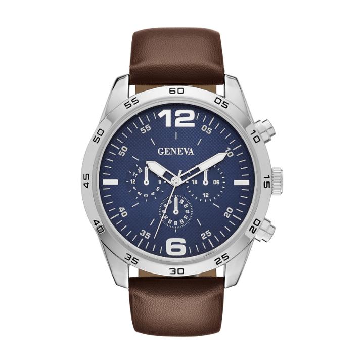 Geneva Mens Brown Strap Watch-fmdjm581
