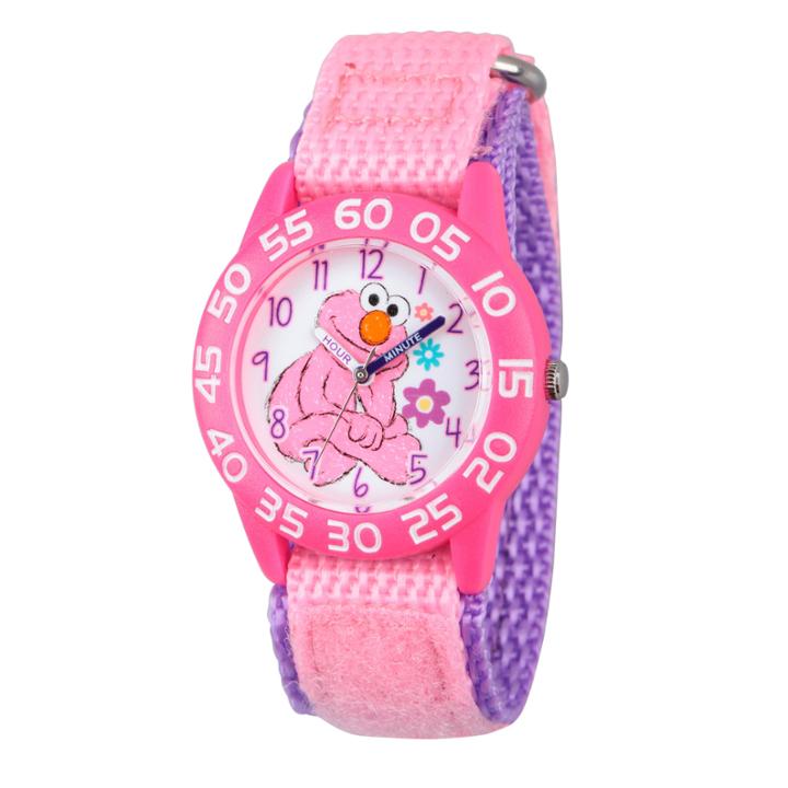 Sesame Street Pink And White Elmo Time Teacher Strap Watch W003210