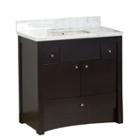 36-in. W Floor Mount Distressed Antique Walnut Vanity Set For 3h8-in. Drilling Bianca Carara Top Biscuit Um Sink