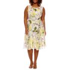 Danny & Nicole Sleeveless Floral Belted Fit & Flare Dress-plus