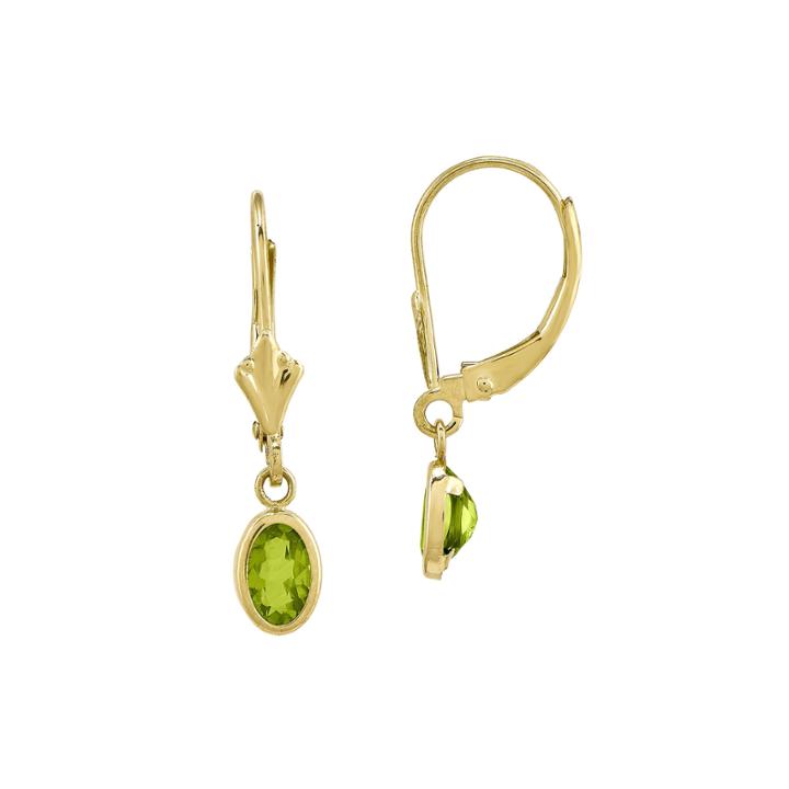 Genuine Green Peridot 14k Yellow Gold Drop Earrings