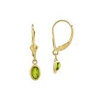 Genuine Green Peridot 14k Yellow Gold Drop Earrings