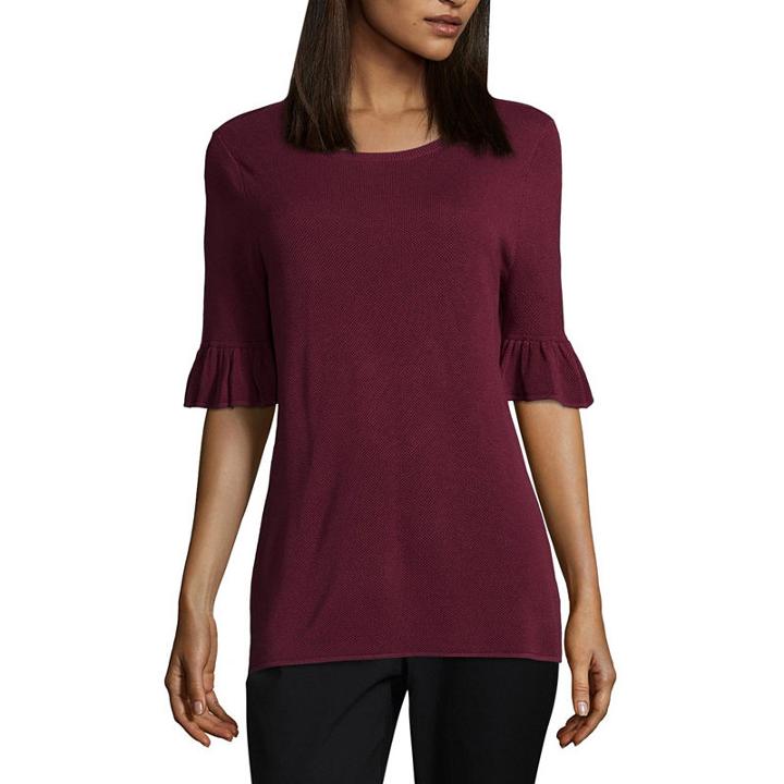 Liz Claiborneelbow Sleeve Pullover Sweater - Tall