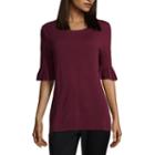 Liz Claiborneelbow Sleeve Pullover Sweater - Tall