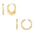 Gold Opulence 2 Pair White Diamond 14k Gold Earring Sets