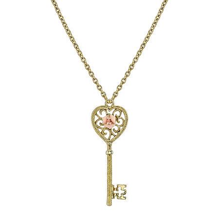 1928 Jewelry Gold-tone Heart Key Pendant Necklace
