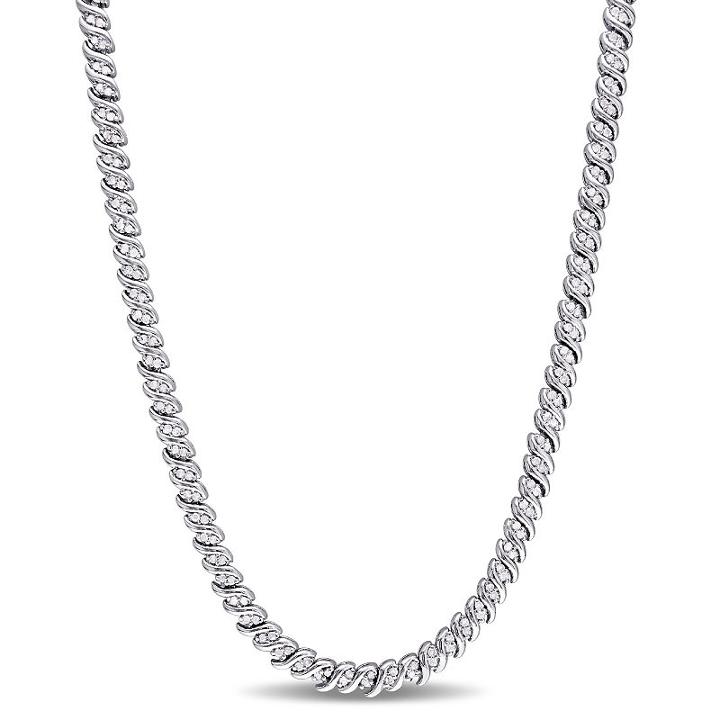 Womens 1 Ct. T.w. Genuine White Diamond Tennis Necklaces