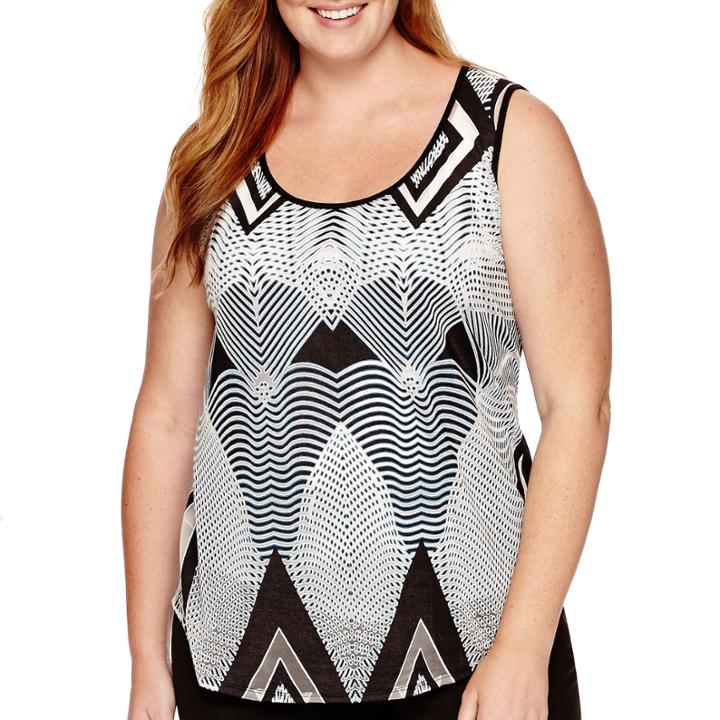 Worthington Printed Burnout Tank Top - Plus