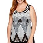 Worthington Printed Burnout Tank Top - Plus