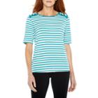 Sag Harbor Practice Gear Elbow Sleeve Crew Neck T-shirt-womens