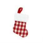 7 Red And White Gingham Print Christmas Stocking With White Faux Fur Cuff
