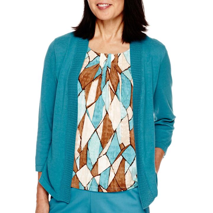 Alfred Dunner Colorado Springs 3/4-sleeve Diamond Layered Top