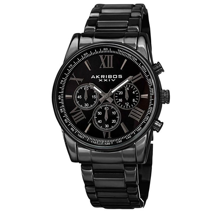 Akribos Xxiv Mens Black Strap Watch-a-865bk