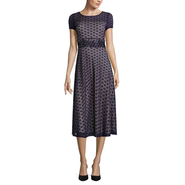 Perceptions Short Sleeve Fit & Flare Dress