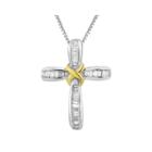 1/4 Ct. T.w. Diamond Two-tone Cross Pendant Necklace