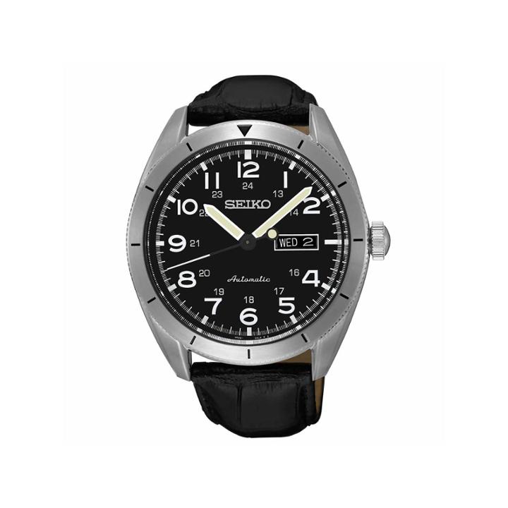 Seiko Mens Black Strap Watch-srp715