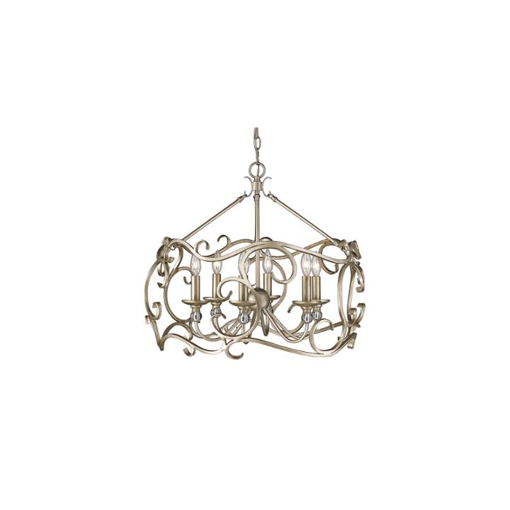 Colette 6-light Chandelier In White Gold