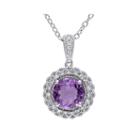 Genuine Amethyst And 1/10 Ct. T.w. Diamond Pendant Necklace